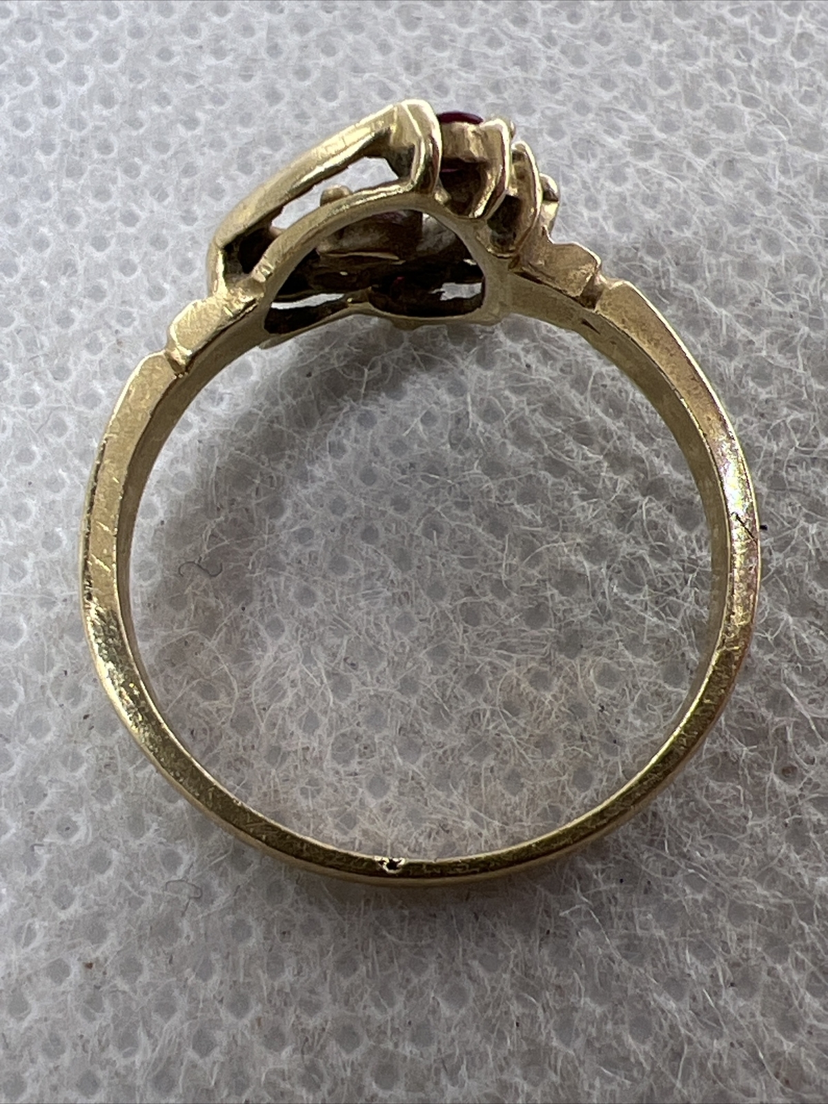 CUTE Solid 14K Yellow Gold Created Ruby & White C… - image 6