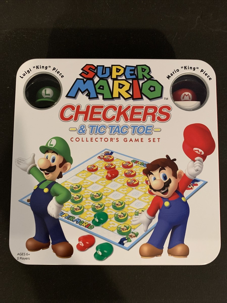 Juego Nintendo Super Mario Bros Damas y Tic Tac Toe Coleccionistas Tin Luigi