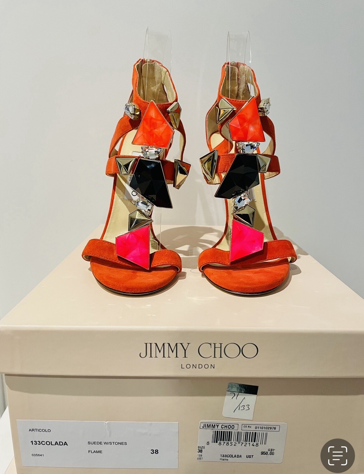 Jimmy Choo Colada Flame Sandals With Cocktail & Swarovski Stones - BNIB - RARE image 3