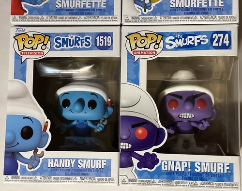 Lot x4 The Smurfs Funko Pops Smurfette Chase, Handy Smurf, and Gnap Smurf - Picture 3 of 11