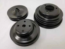 Black Pulleys BBC Big Block Chevy LWP 396 Power Steering Long Water Pump Pulley