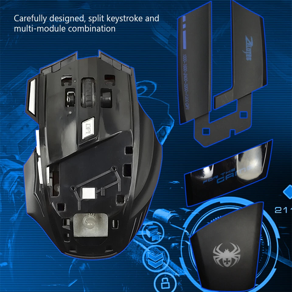 ZELOTES Optical USB wired Gaming Mouse 7200DPI Backlight LED 7 Button Mouse R8P1 - Image 3 of 4