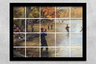 ready to hang ceramic tile kitchen backsplash. Fly fishing. cowboy western