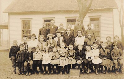 Maple Grove School Class Photo 1908 RPPC Real Photo Postcard