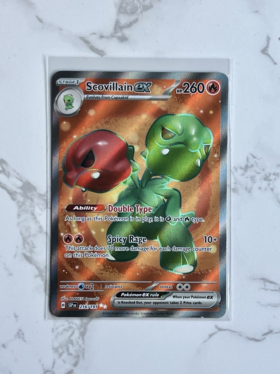 Pokémon TCG Scovillain ex Full Art 216/191 Sv08: Surging Sparks Holo Ultra  Rare