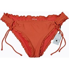 Shade  Shore Womens Orange Ruffle Tie Side Bikini Bottom XL 16 NWT