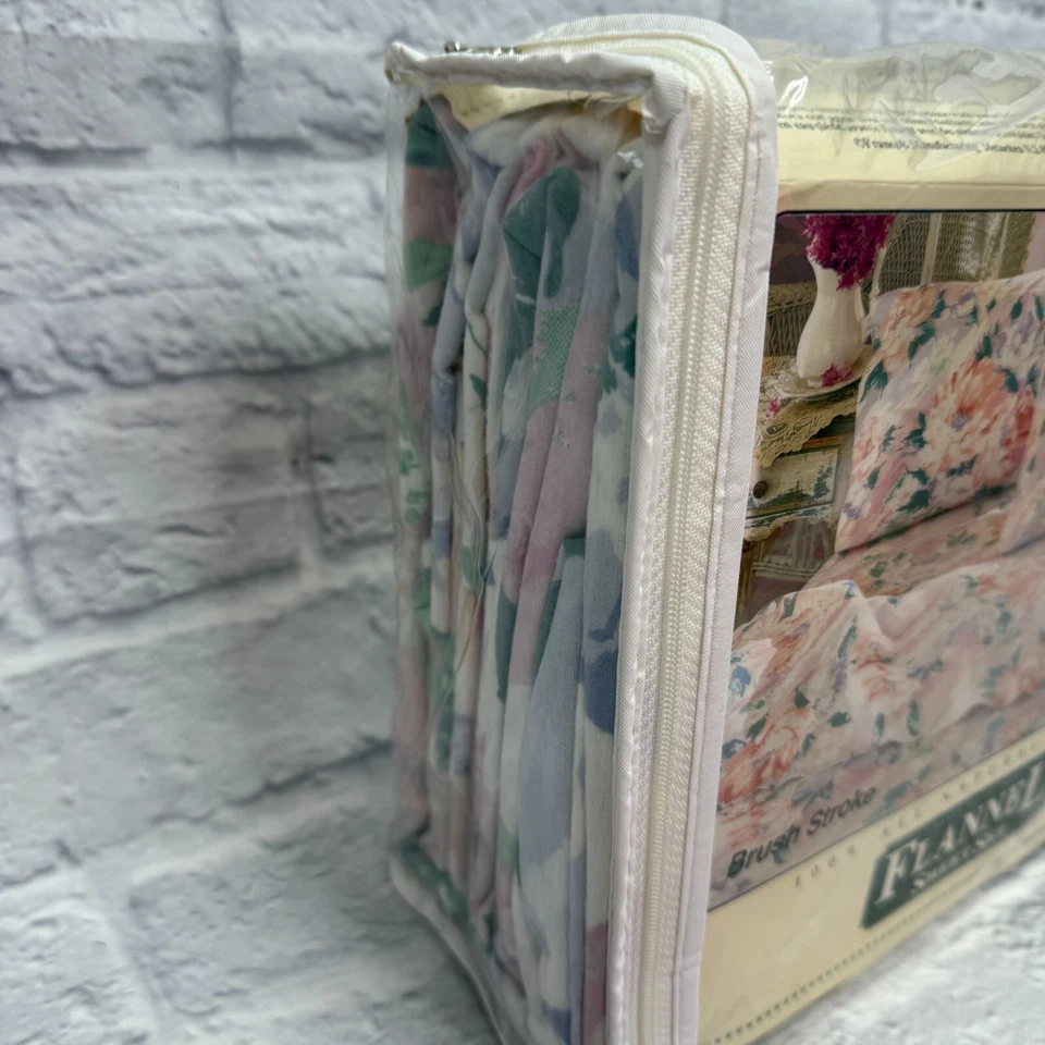 Juego de sábanas dobles de franela floral pincel de colección Cottage Core 3 piezas nuevo pastel Foto 4 de 4