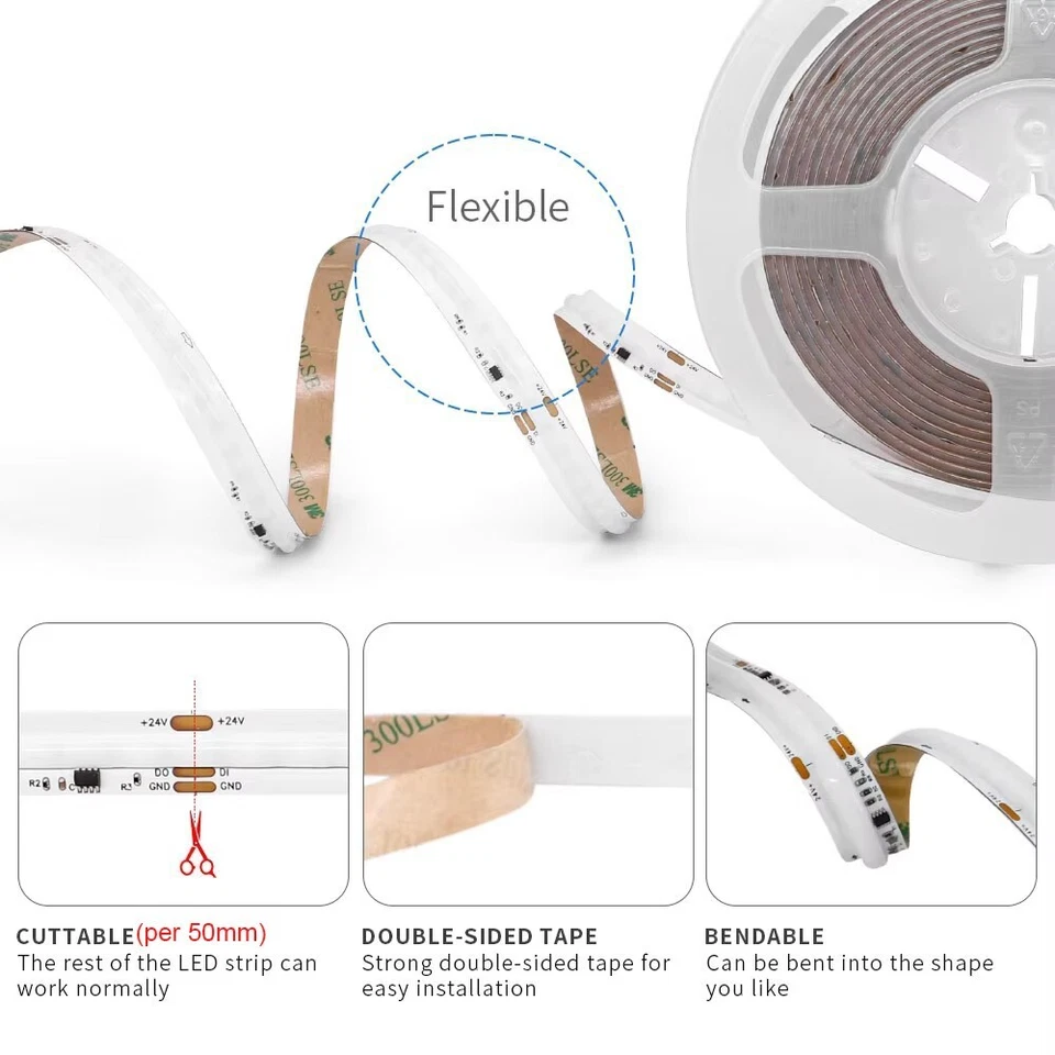 Dream Color COB LED Strip 720LEDs/M Smart App Control For Home Indoor Decor - Image 3 of 4