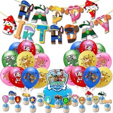 Paw Patrol Balloons Birthday Banner Decorations Cake Toppers Backdrop 39 Pcs