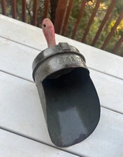 Large Vintage Eltex Galvanized Aluminum - Grain - Feed Scoop - Wooden Handle.