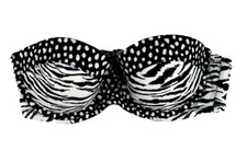 Victoria's Secret Strapless Swim Top Zebra Print 32C The Flirt Bandeau Padded