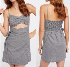 Free People Gingham About Last Night Wrap Mini Dress Size Small