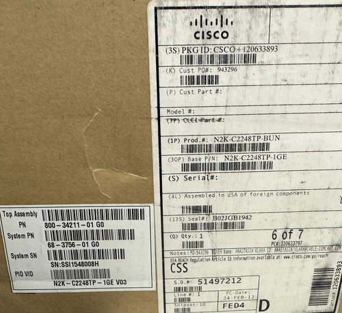Cisco N2K-C2248TP-1GE NEXUS 2000 SERIES 1GE FABRIC EXTENDER - 第 1/5 張圖片