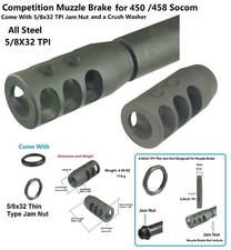 Steel Low Concussion .458 SOCOM 5/8x32 Competition Muzzle Brake Jam Nut Washer