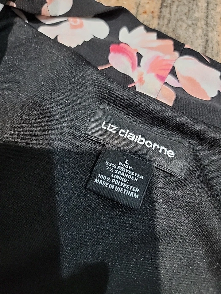 Liz Claiborne Women's Floral 3/4 Sleeve Belted Dress Size L Knee Length - Image 4 of 4