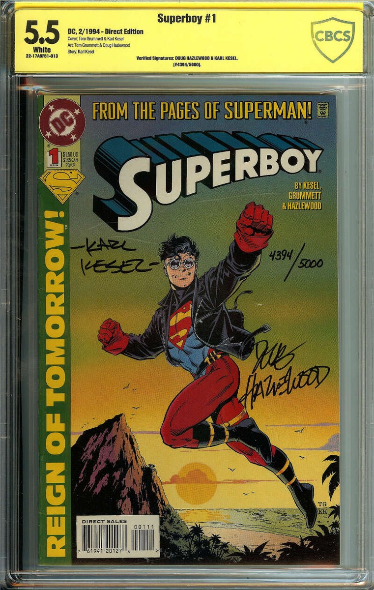 SUPERBOY #1 CBCS 5.5 WHITE PAGES // SIGNED HAZLEWOOD + KESEL DC