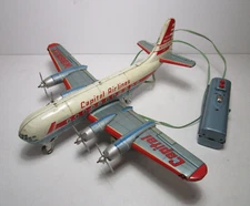 Vtg Capital Airlines Viscount Airplane Tin Litho Toy Plane Line Mar Toys Works
