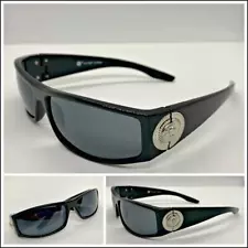 CLASSIC HIP HOP RAPPER Style SUNGLASSES Black Frame Silver Medallion Dark Lens