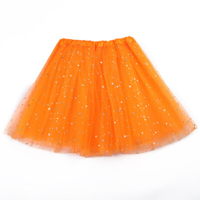 Women Tutu Dance Skirt Mini Layered A-line Star Sequin Tulle Party Club
