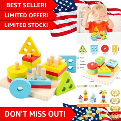 Toddler-Friendly Wooden Sorting Toy - Enhance Color & Shape Recognition