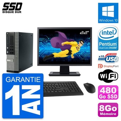 PC Dell Optiplex 990 SFF Bildschirm 22 '' Intel G840 RAM 8Go SSD 480Go Windows 10