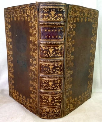 LIVRE ANCIEN 1756 SEMAINE SAINTE RELIURE ORNÉE PARIS HÉRISSANT - Photo 1/4