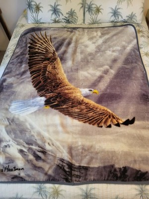 Biederlack Eagle Blanket Reversible James Hautman Throw 60x48  USA Eagle