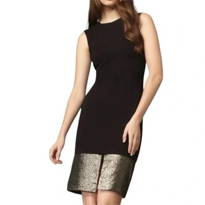 DIANE VON FURSTENBERG $349 Blee Metallic-Colorblock Cocktail Dress Zip Size 4