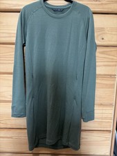 Ridge Merino Hyde Dress 100% Wool Olive Green Zip Pockets