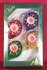 4er Set Christbaumschmuck Glas Christbaumkugel Reflex rund Zwiebel bunt Lauscha