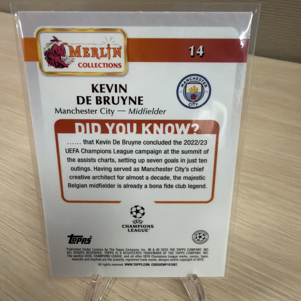 2024-25 Topps Merlin Kevin De Bruyne Magenta Refractor /125 