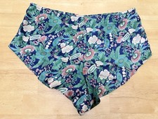Vintage Satin Silky Floral Paisley Boho Sleep Shorts High Waisted Lingerie M