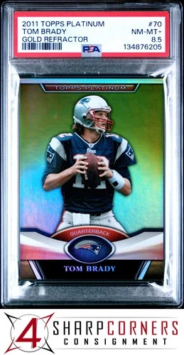 2011 TOPPS PLATINUM GOLD REFRACTOR #70 TOM BRADY POP 3 PSA 8.5
