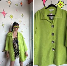 Lime green Neon Cyber Grunge Avant Garde Statement Blazer Maximalist XL