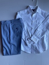 Tommy Hilfiger Set Boys White Cotton Shirt And Blue Pant Size 8