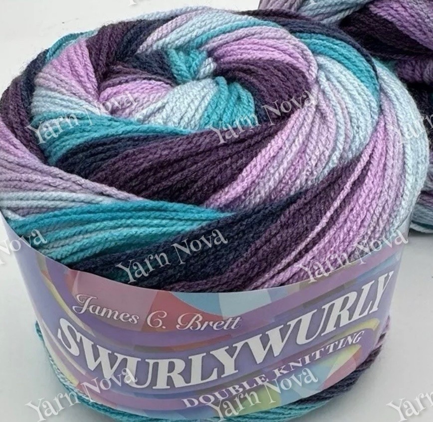 James C Brett Swurlywurly Knitting Crochet Yarn Wool - 200g Cake - Plum Ice