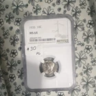 1935 Mercury Dime 10C NGC MS64 Philadelphia Business Strike Silver .900