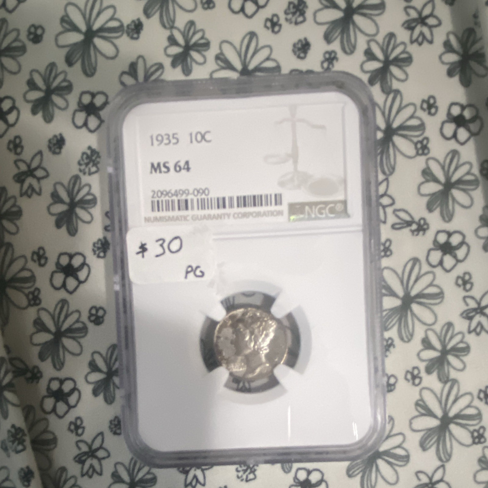 1935 Mercury Dime 10C NGC MS64 Philadelphia Business Strike Silver .900