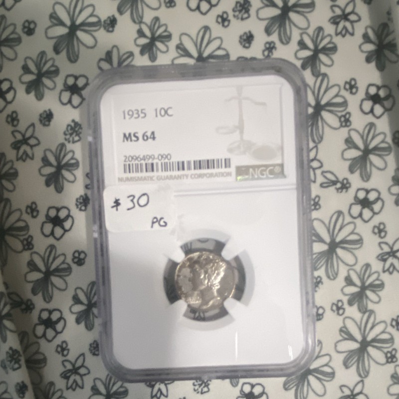1935 Mercury Dime 10C NGC MS64 Philadelphia Business Strike Silver .900