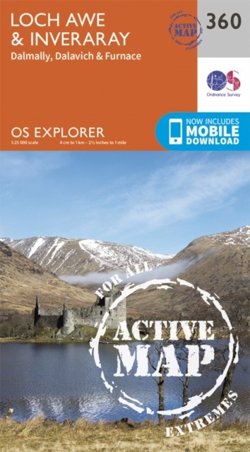 Ordnance Survey Explorer Active 360 Loch Awe & Inveraray Map With Digital Version Orange - Image 3