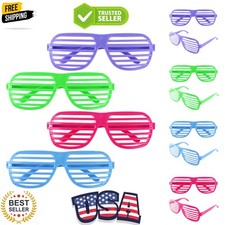 12 Pairs of Plastic Shutter Glasses Shades Sunglasses Eyewear Party Props Ass...