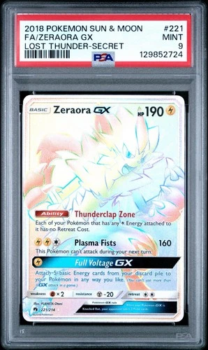 Pokémon Zeraora GX (Secret) 221/214 Sm-Lost Thunder Holo PSA 9