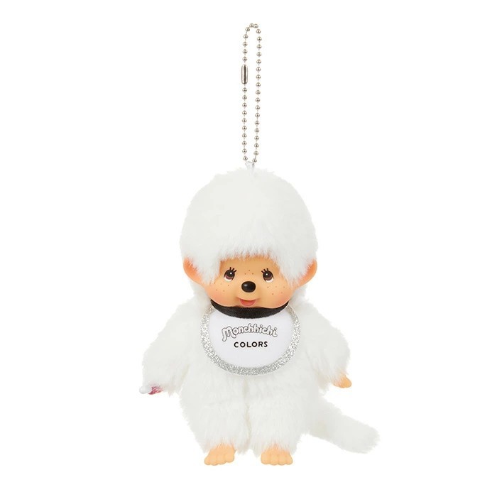 Monchhichi White Plush Keychain by Sekiguchi Japan Colorful Collectible Mascot Toy