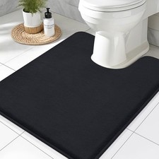 Memory Foam Toilet Rugs U-Shaped 24x20, Extra Soft 24" x 20" Contour Rug Black