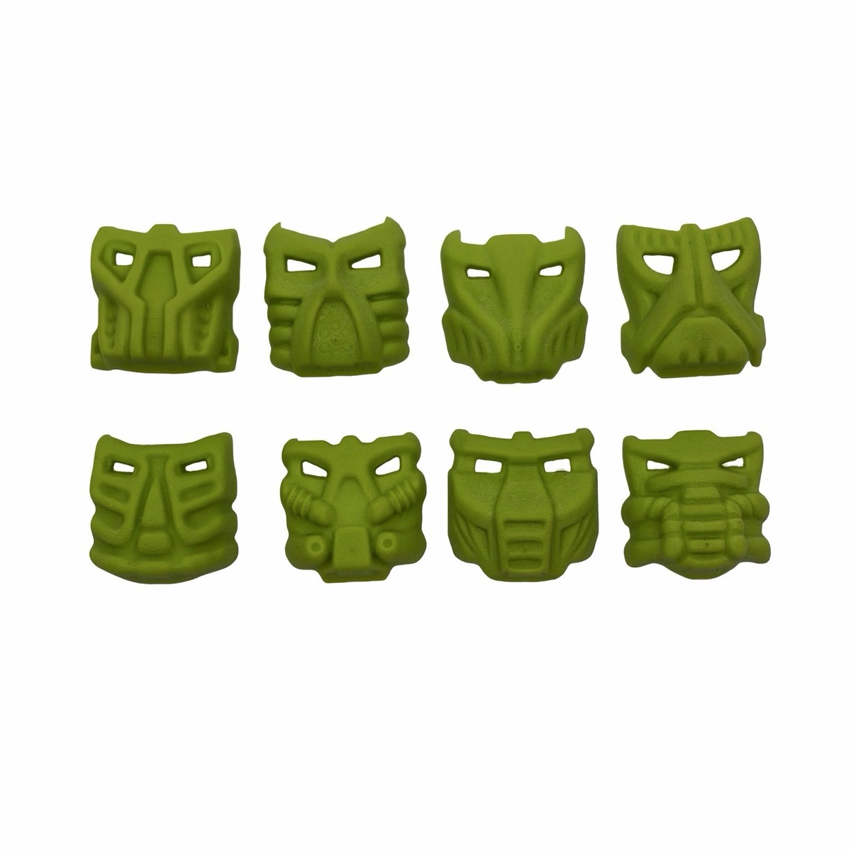 LEGO 8x Bionicle Nuhvok Lime Green Krana Mask Set Xa Za Vu Ca Yo