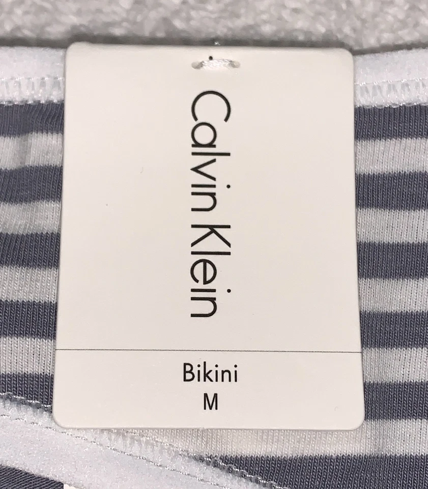 CALVIN KLEIN Form Cotton Grey White Striped Bikini Panty Womens S 5 M 6 L 7 XL 8 - Image 4 of 4