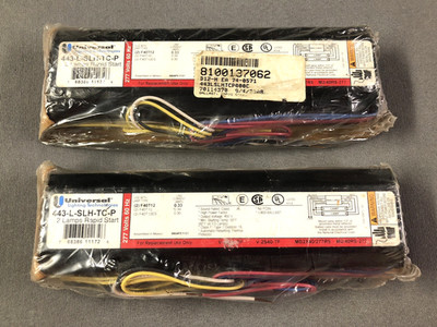 (2) Universal 443-L-SLH-TC-P Lighting Ballast 277VAC -  2 F40T12 or F40T10 Lamps
