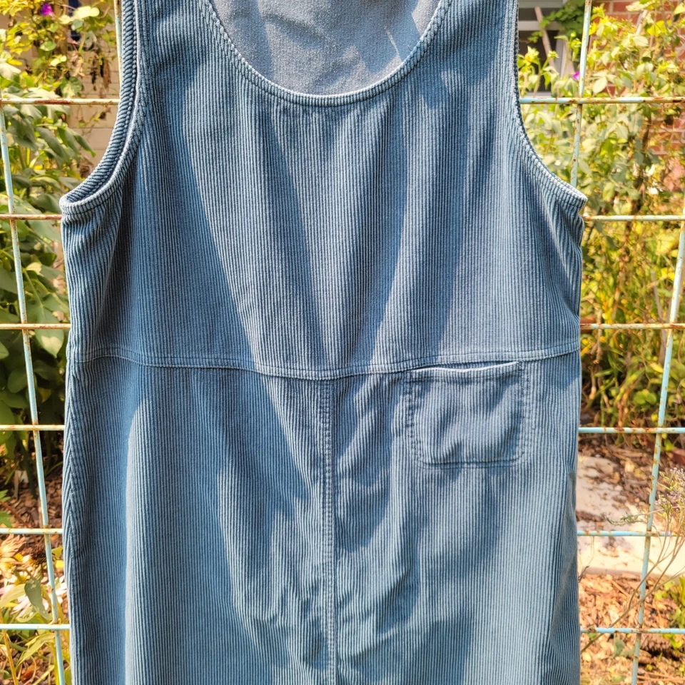 Vintage 90s LL Bean Green Wide Whale Corduroy Jumper Dress 10 cottagecore granny - Image 4 of 4