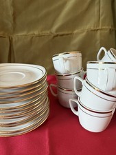 Set 12 Tazzine E Piattini Porcellana Bavaria Winterling Bianco E Bordo Oro