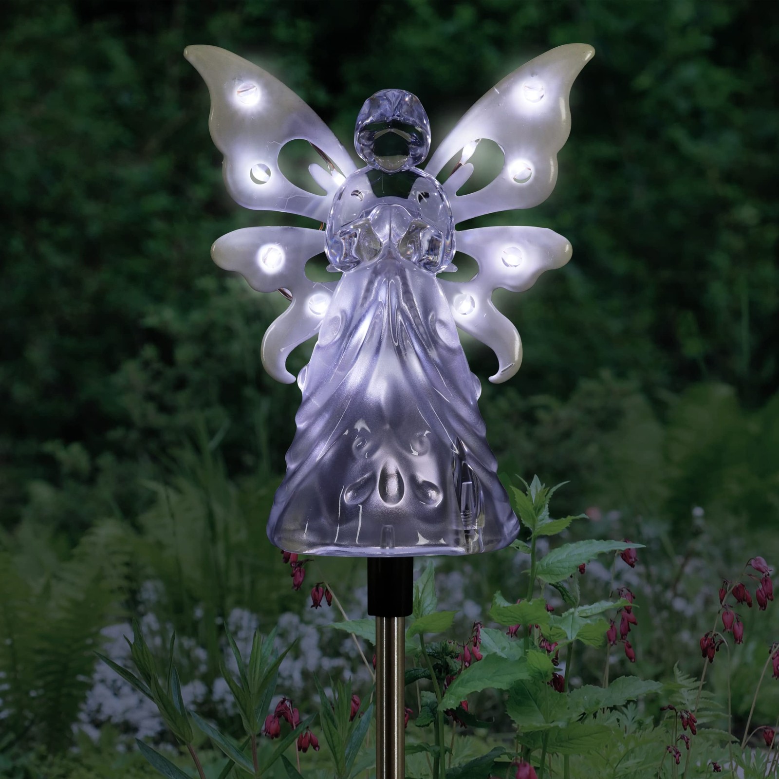 Garden Solar Lights Decorative Angel Garden Stake 12 LEDs Cute Yard and Pathw...